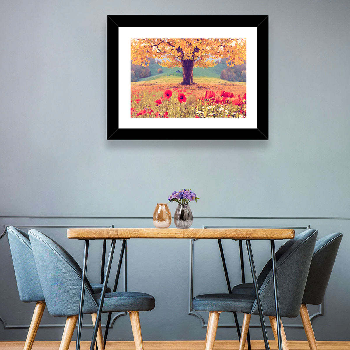 Autumn Tree and Poppy Field Wall Art