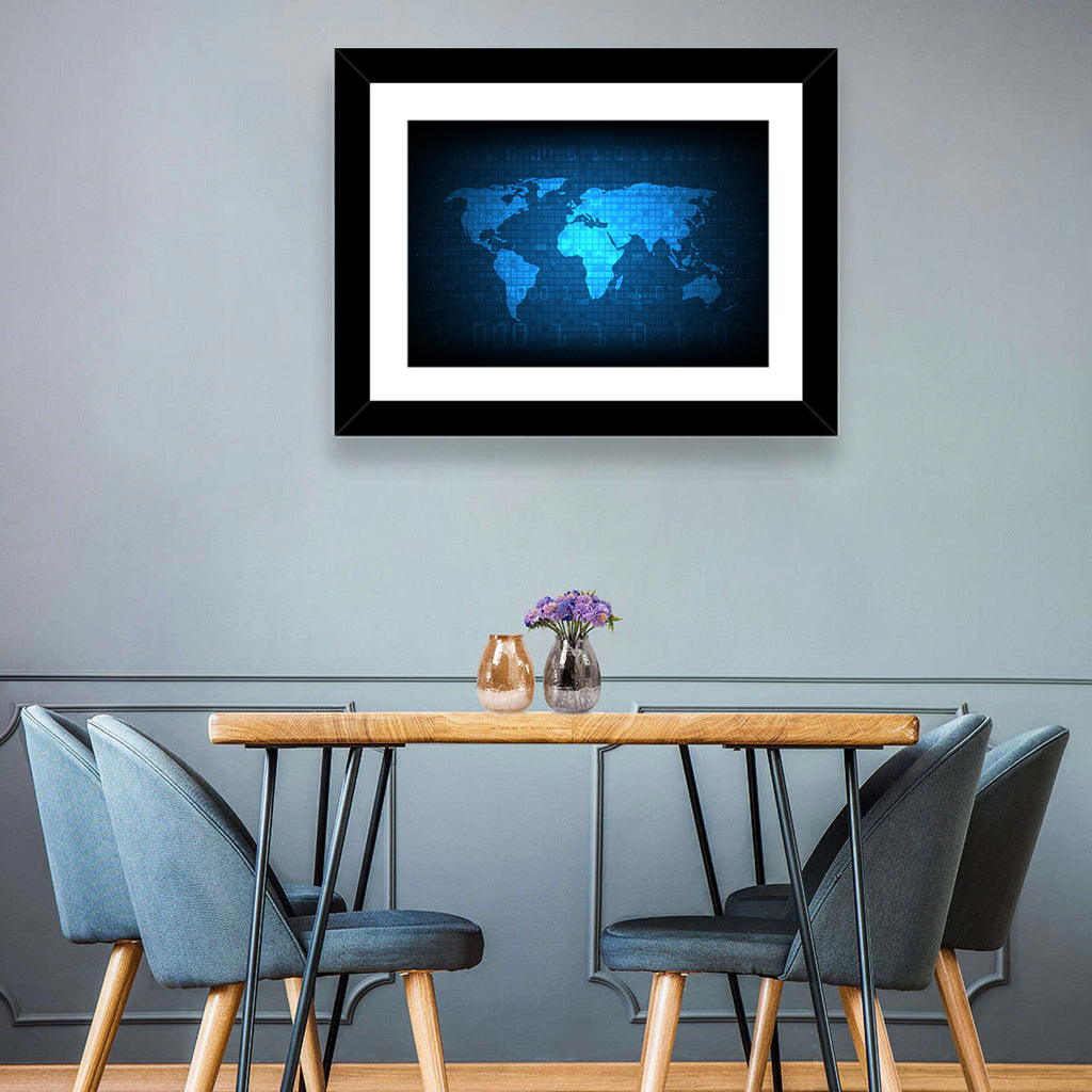 Binary Grid World Map Wall Art