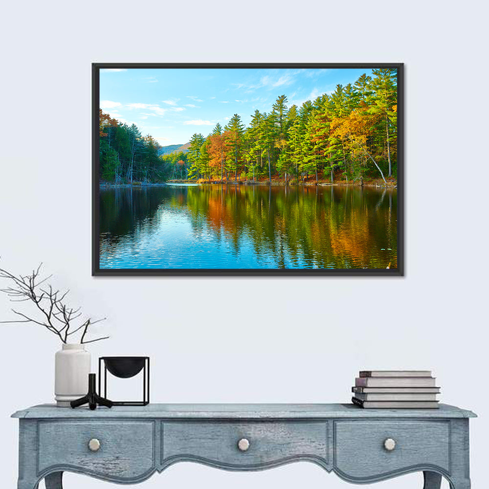 White Mountain Forest Reflections Wall Art in a room, landscape