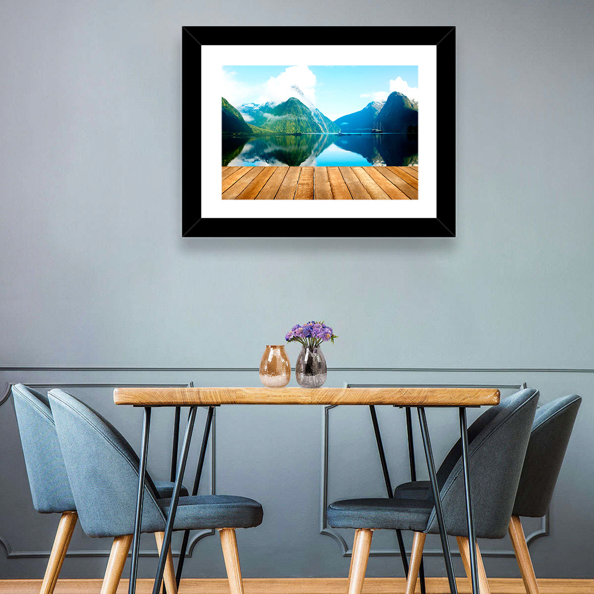 Mitre Peak at Milford Sound Wall Art in a room, landscape