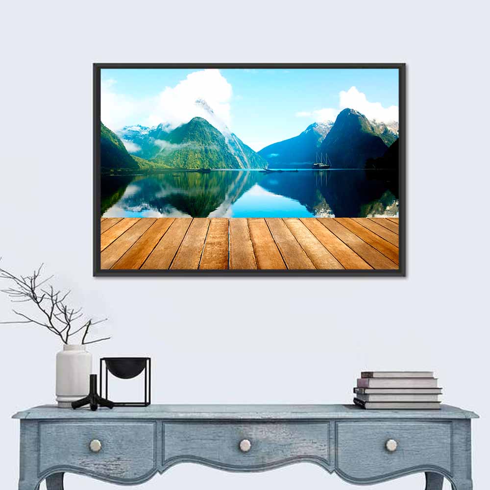Mitre Peak at Milford Sound Wall Art in a room, landscape