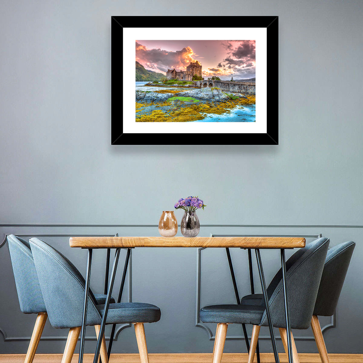 Eilean Donan Castle at Sunset Wall Art in a room, landscape