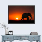 Sunset Elephant Silhouette Wall Art