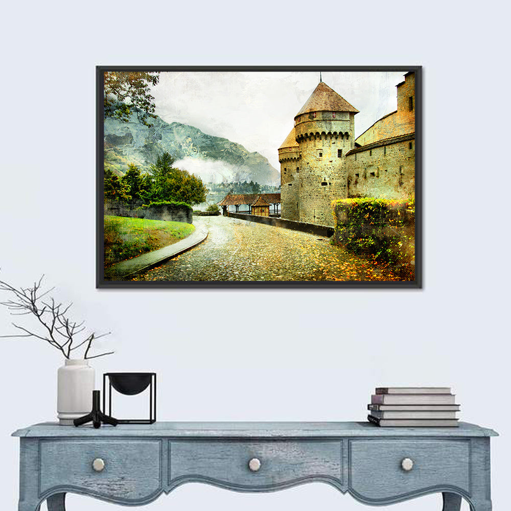 Autumn Approach to Chillon Castle Wall Art