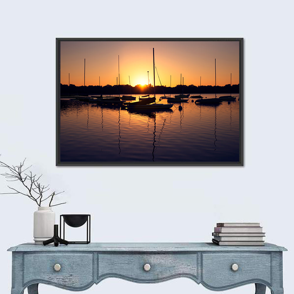 Lake Harriet Golden Sunrise Wall Art in a room, landscape