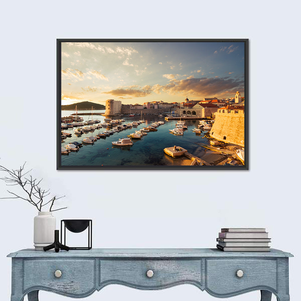 Dubrovnik Old Port at Golden Hour Wall Art