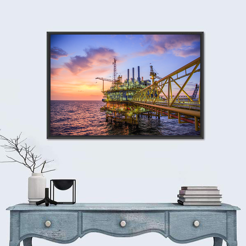Golden Hour Offshore Oil Rig Wall Art