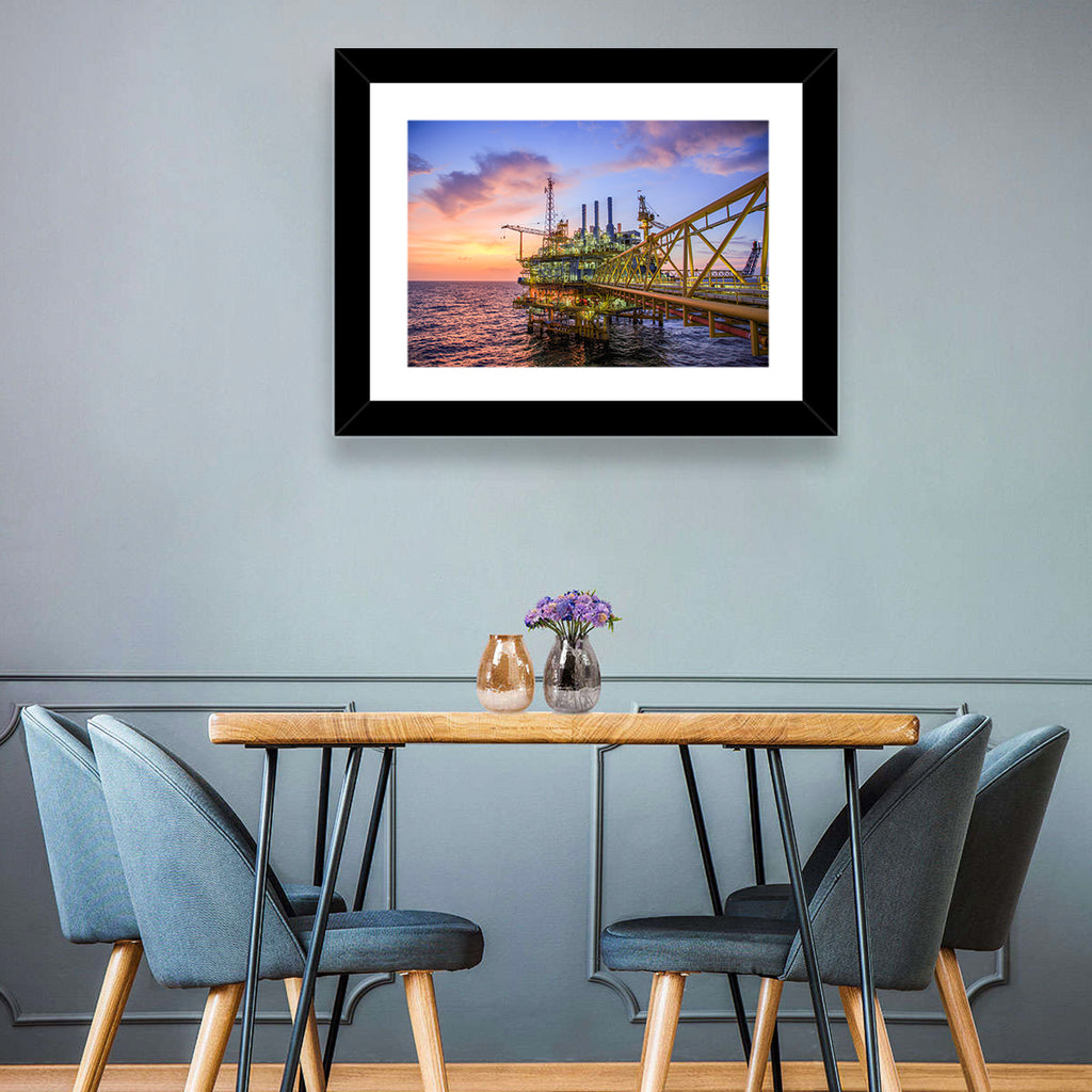 Golden Hour Offshore Oil Rig Wall Art