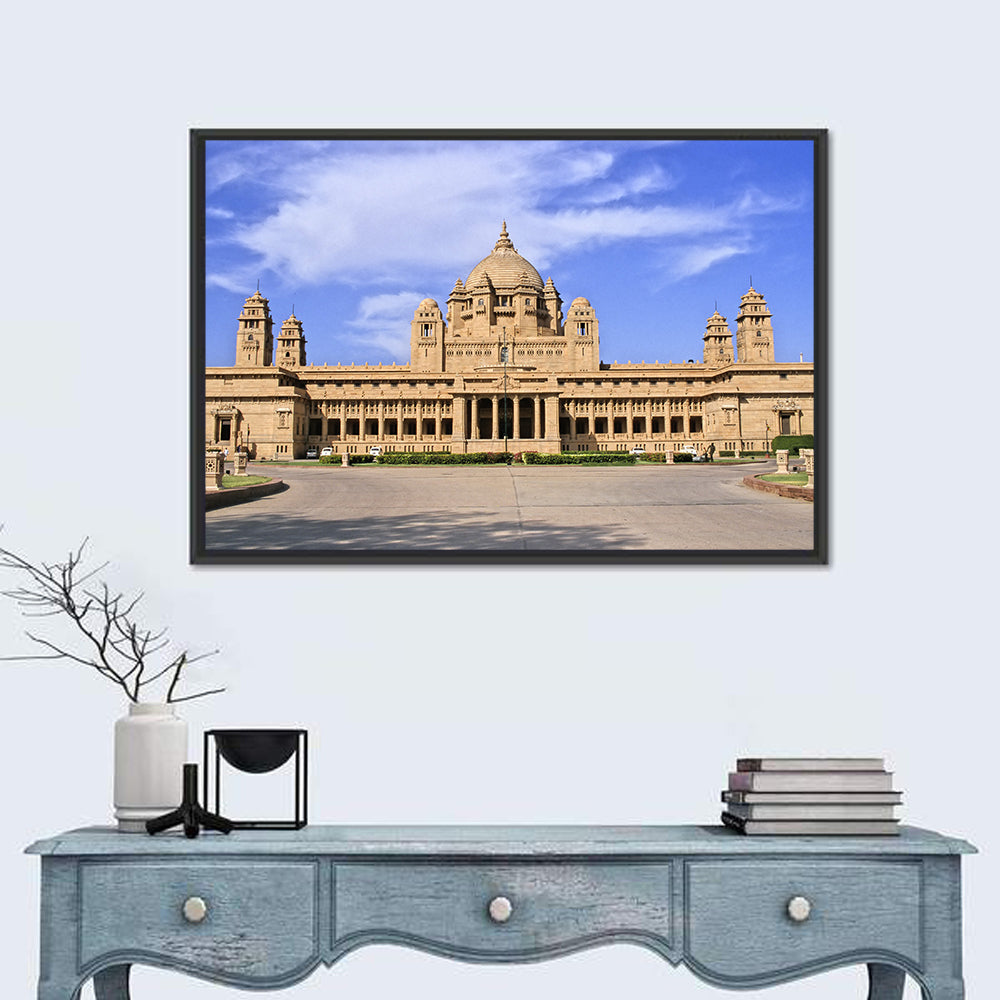 Umaid Bhawan Palace Under Clear Blue Sky Wall Art in a room, landscape