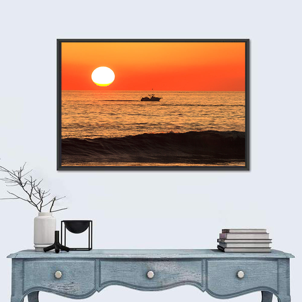 Oceanside Beach California Sunset Wall Art in a room, landscape