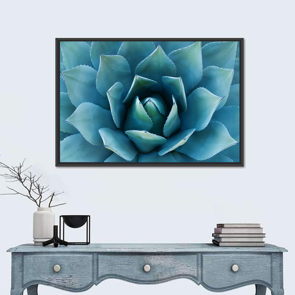 Spiral Agave Macro Wall Art in a room, landscape