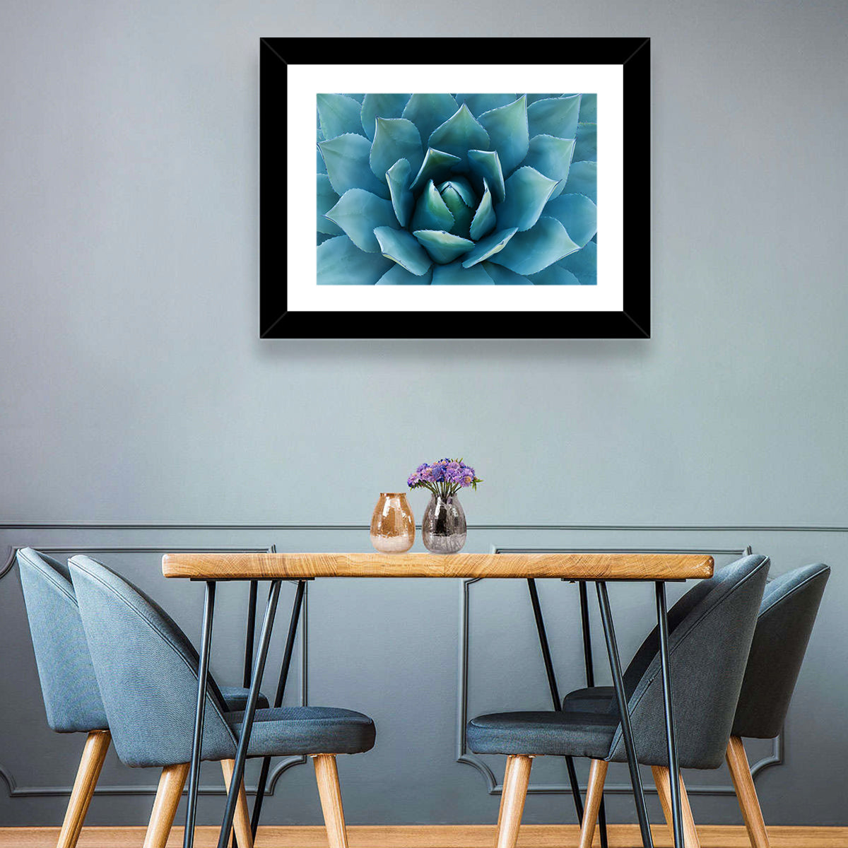 Spiral Agave Macro Wall Art in a room, landscape