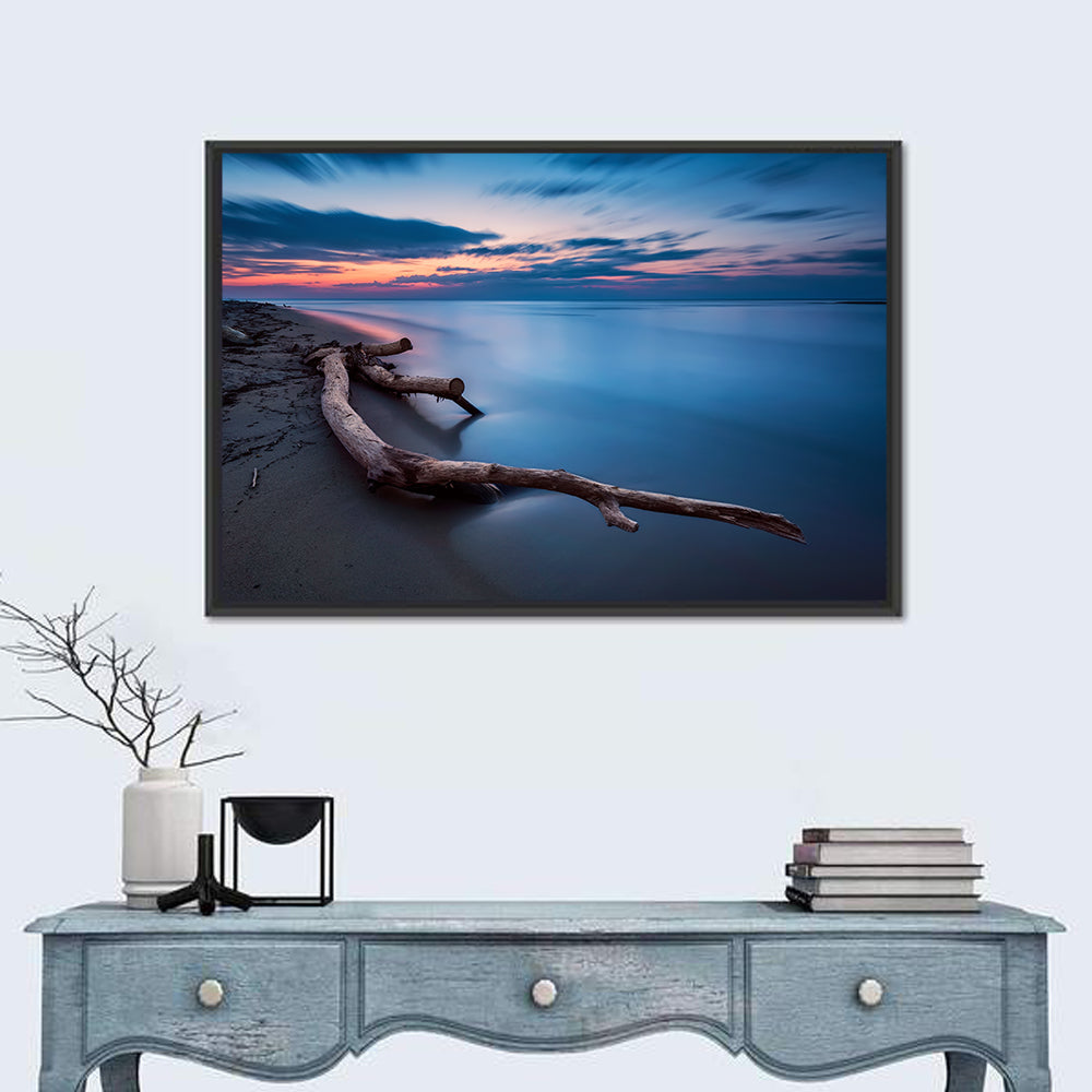 Calm Seascape at Dusk Wall Art in a room, landscape