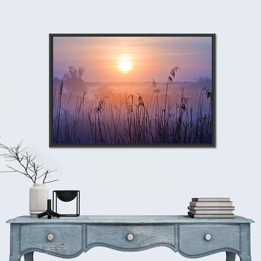 Lavender Sunrise Over Reeds Wall Art