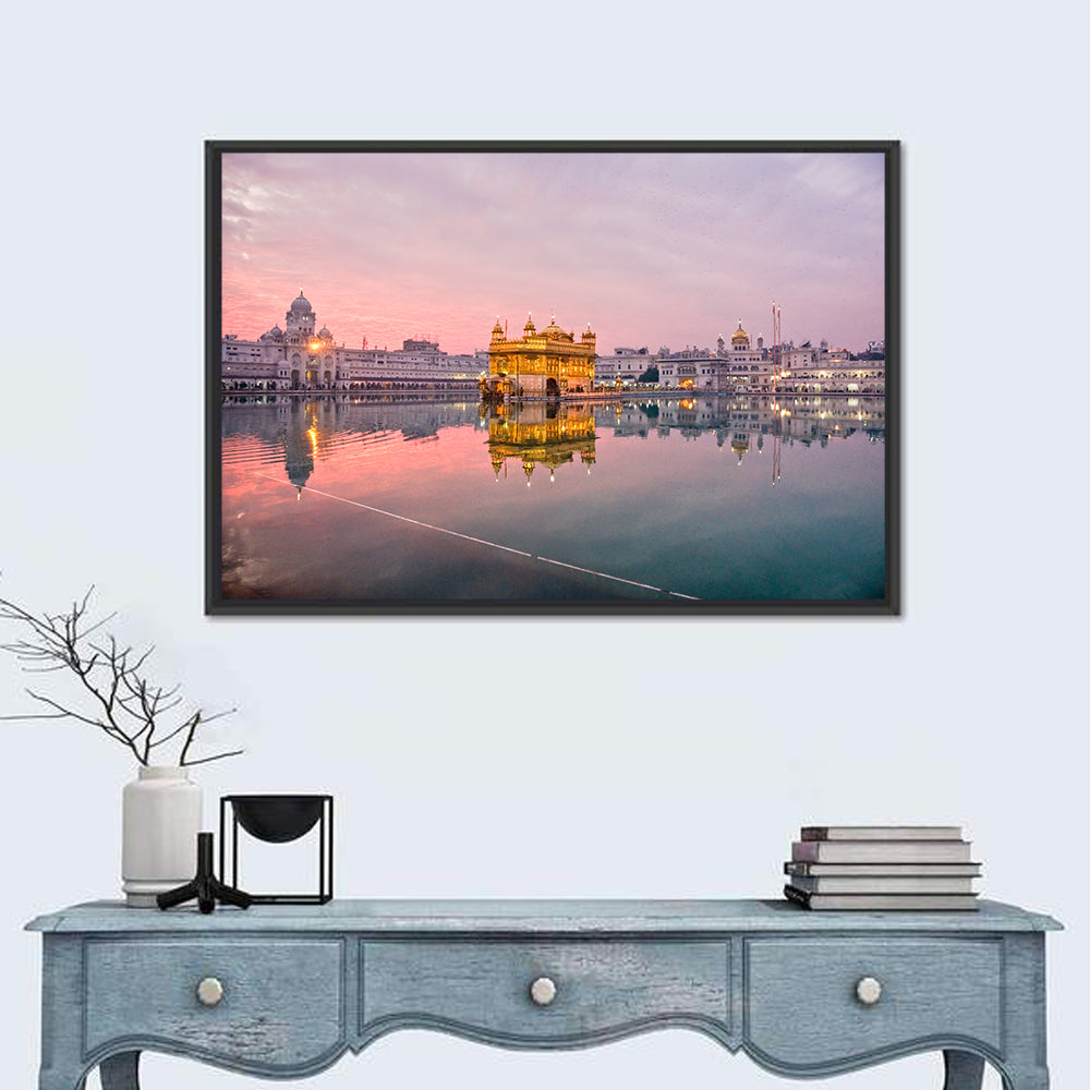 Golden Temple at Dusk, Amritsar Wall Art in a room, landscape