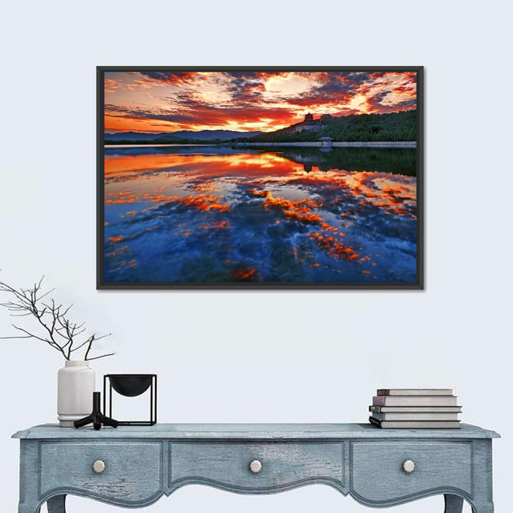 Kunming Lake Sunset, Summer Palace Wall Art in a room, landscape