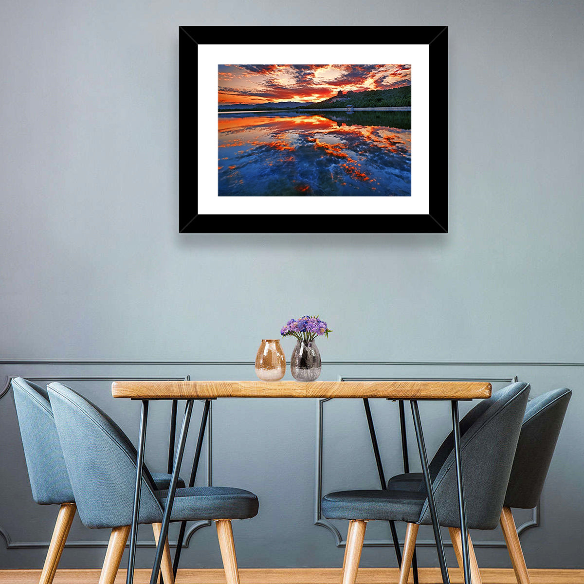 Kunming Lake Sunset, Summer Palace Wall Art in a room, landscape