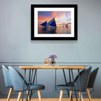 Outrigger Sailboats at Sunset Wall Art