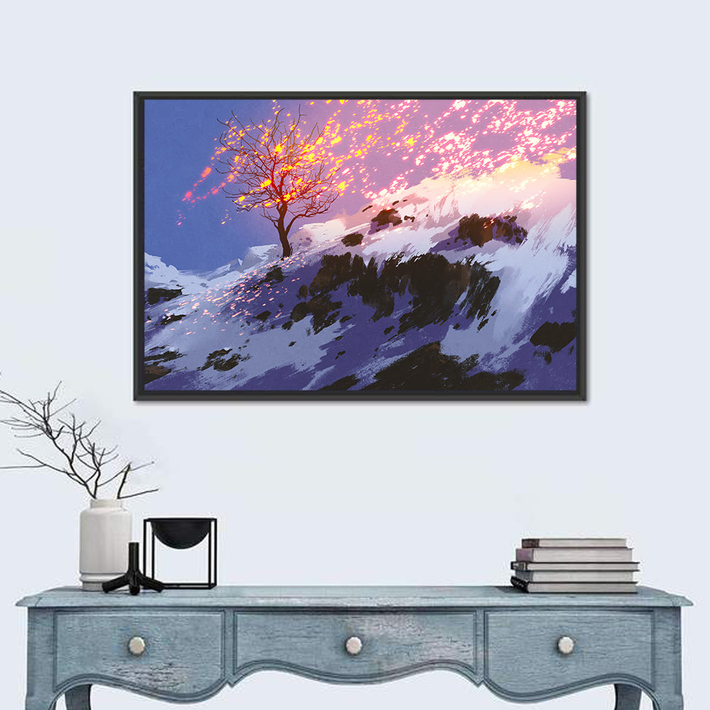 Falling Leaves in Winter Wall Art