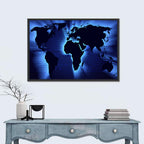 Glowing Digital World Map Wall Art