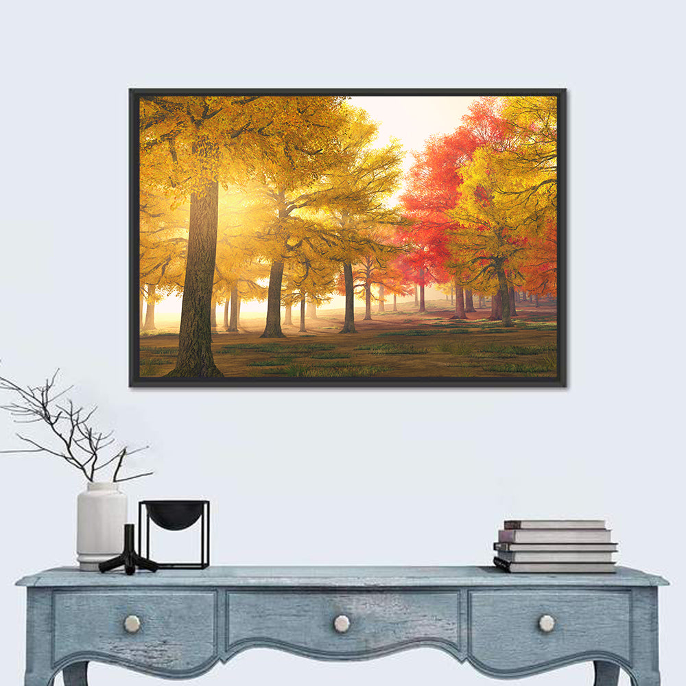 Foggy Autumn Forest Wall Art
