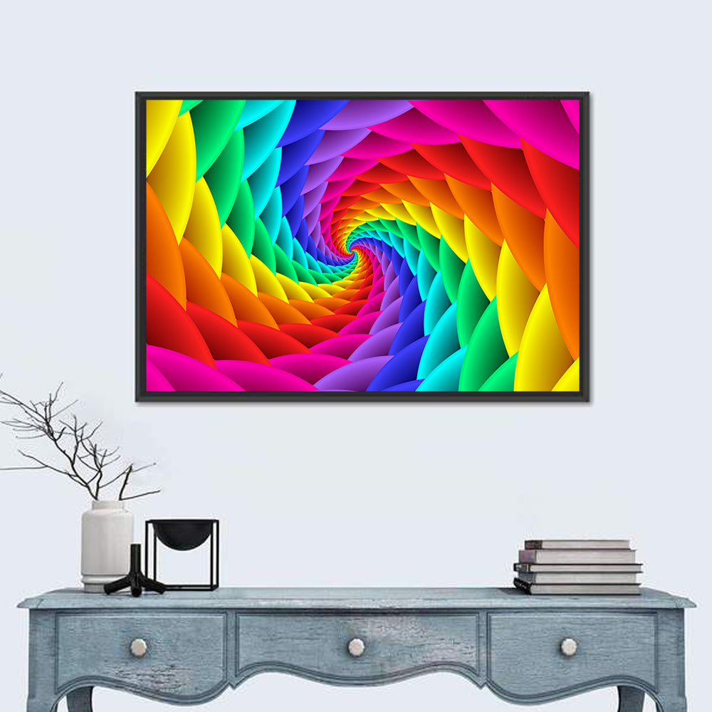 Rainbow Spiral Vortex Tunnel Wall Art