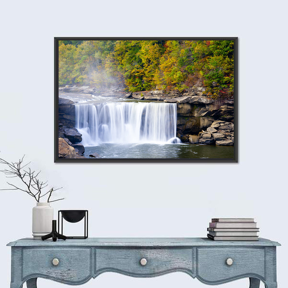 Cumberland Falls Long Exposure Wall Art in a room, landscape