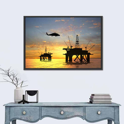 Oil Rigs Silhouette Wall Art