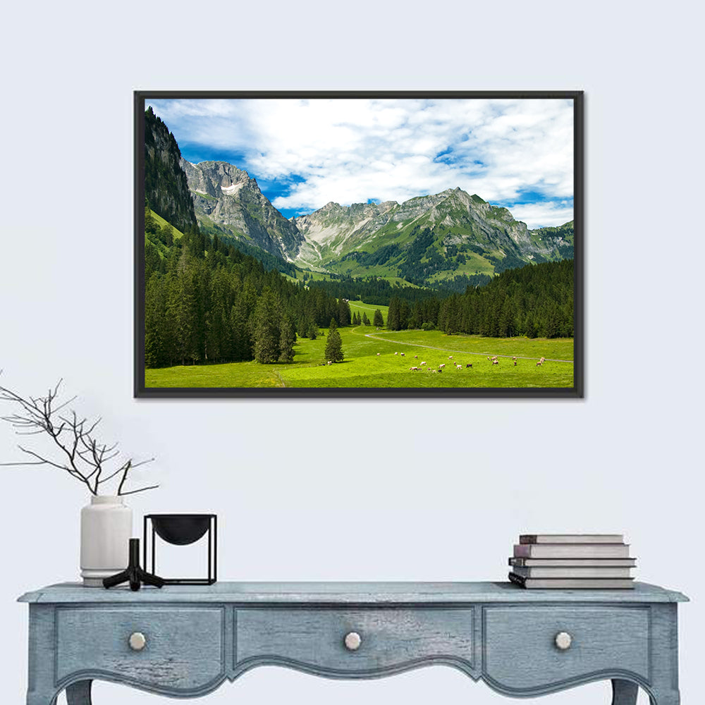 Arnibach Valley Summer Meadow Wall Art in a room, landscape