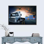 Sunset Freight Terminal Truck Scene Wall Art