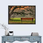 Misty Autumn Park Bench Wall Art