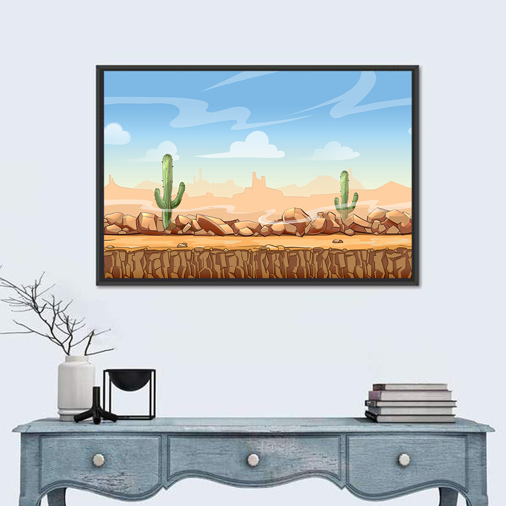 Digital Desertscape Wall Art in a room, landscape