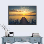 Sunset Pier with Sailboat Wall Art