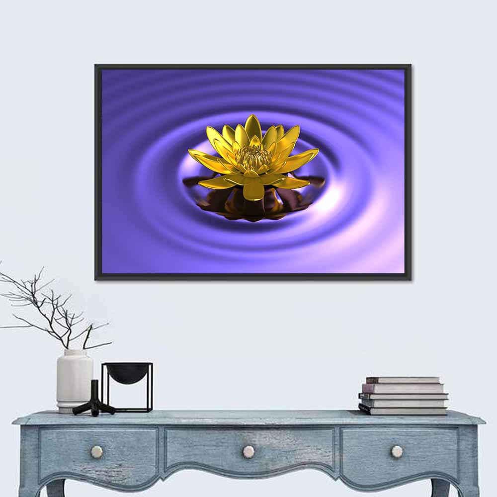 Golden Lotus & Waves Wall Art