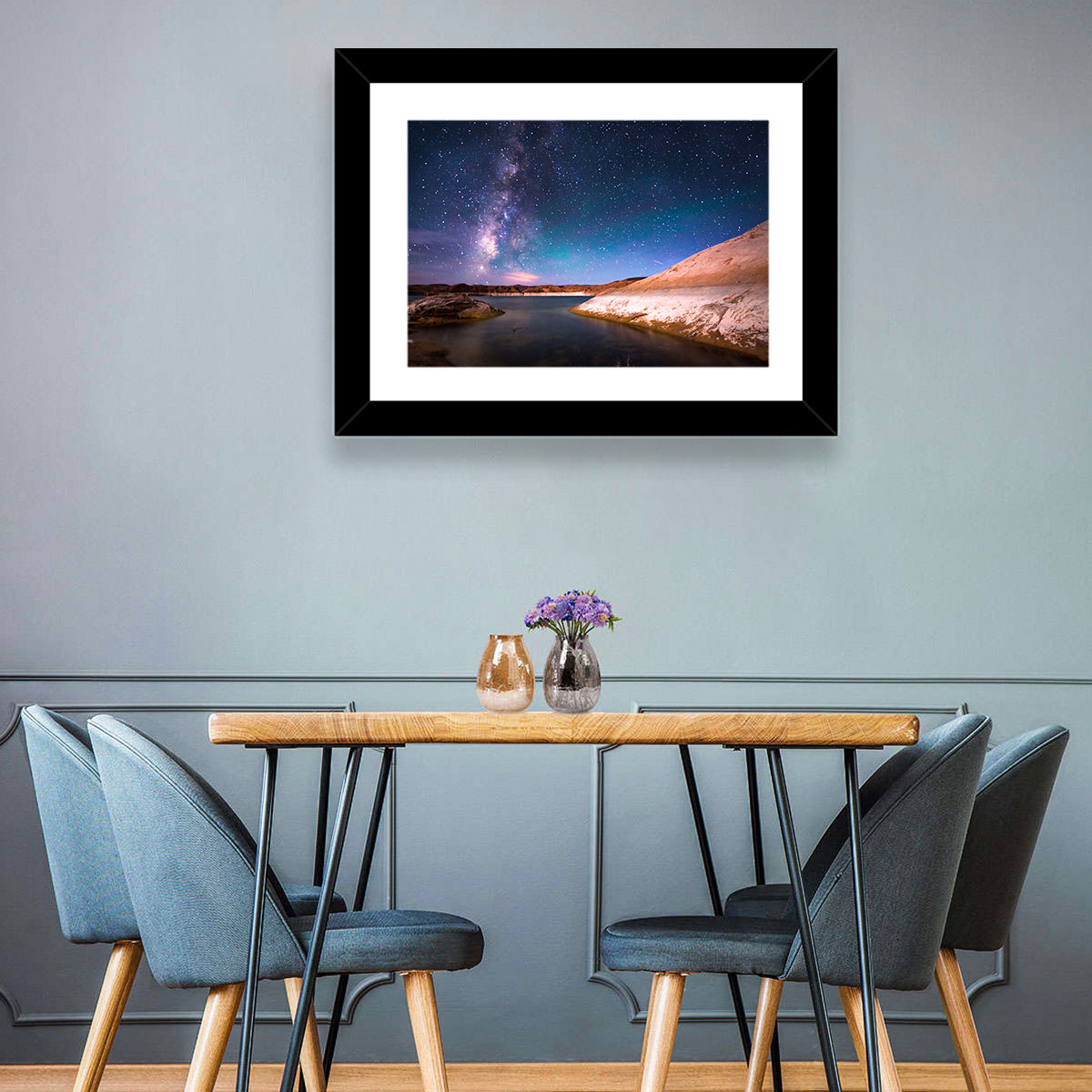 Lake Powell Night Sky Wall Art in a room, landscape