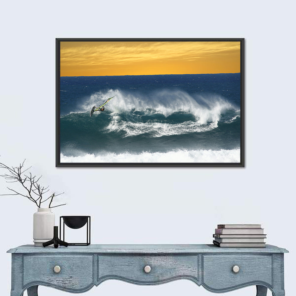 Windsurfer at Golden Wave Wall Art in a room, landscape