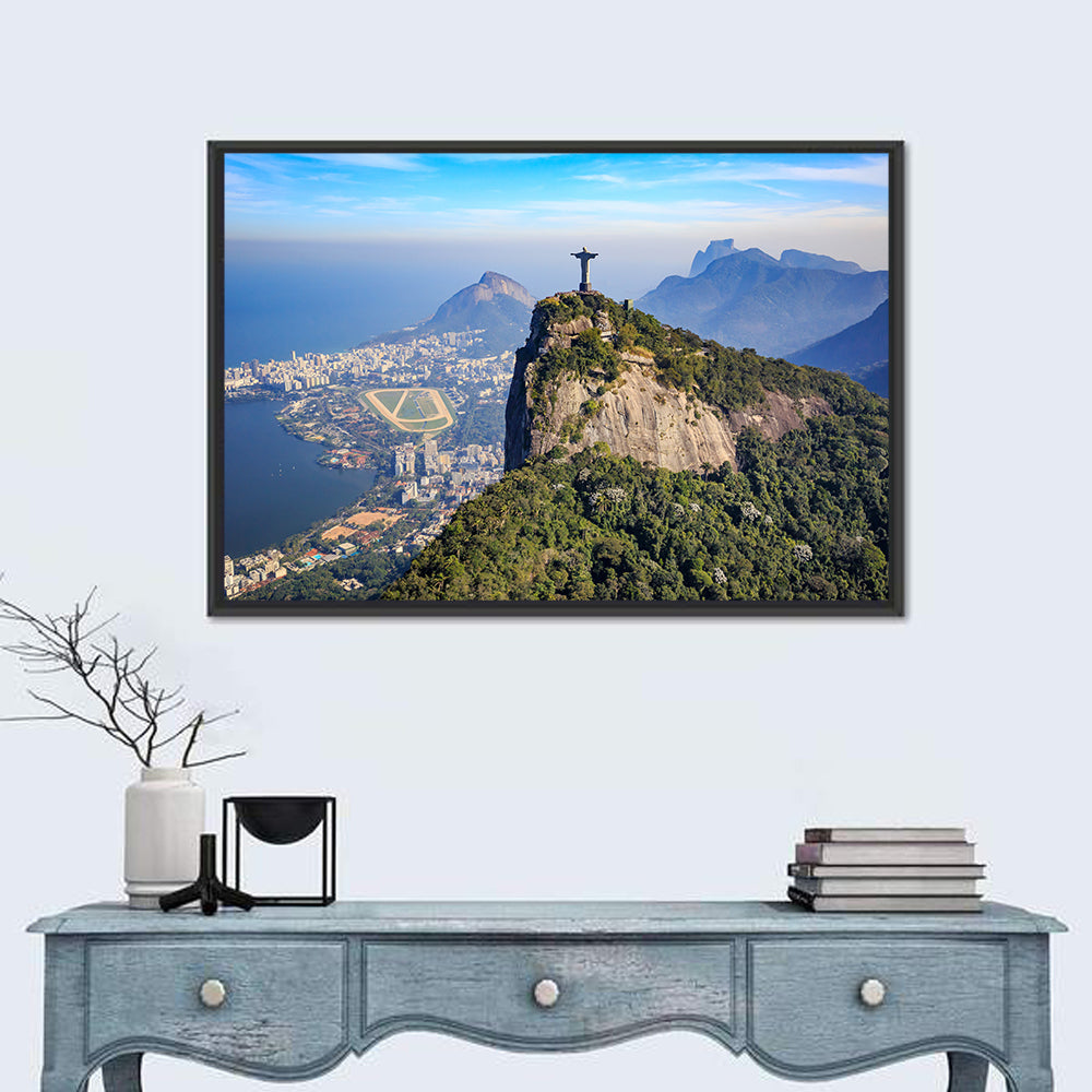Rio De Janeiro Skyline with Christ the Redeemer Wall Art in a room, landscape