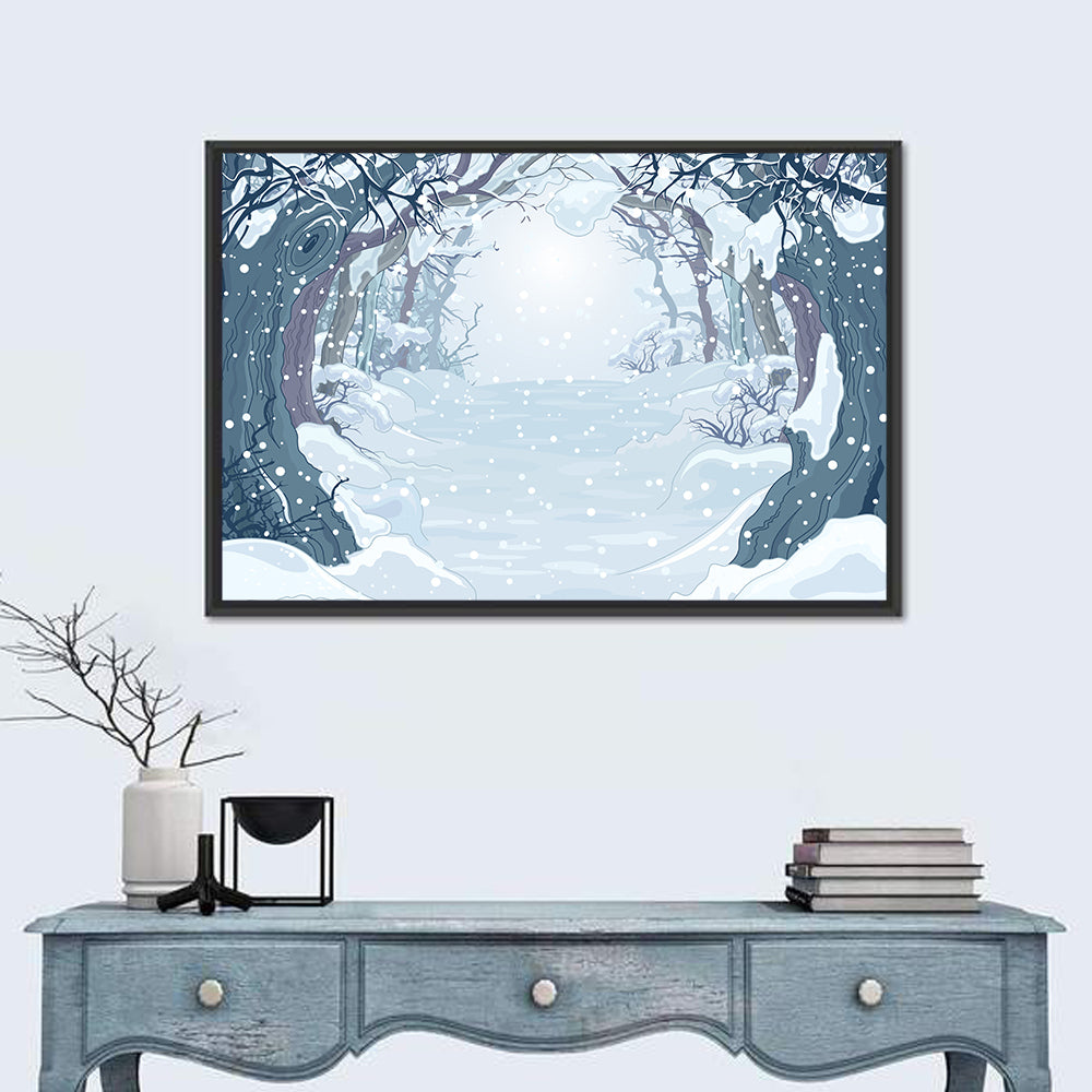 Winter Forest Path Illustration Wall Art