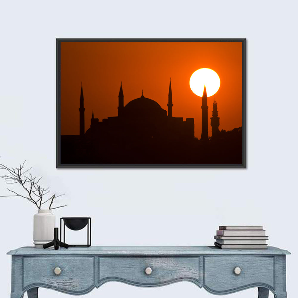 Hagia Sophia Silhouette at Sunset Wall Art in a room, landscape