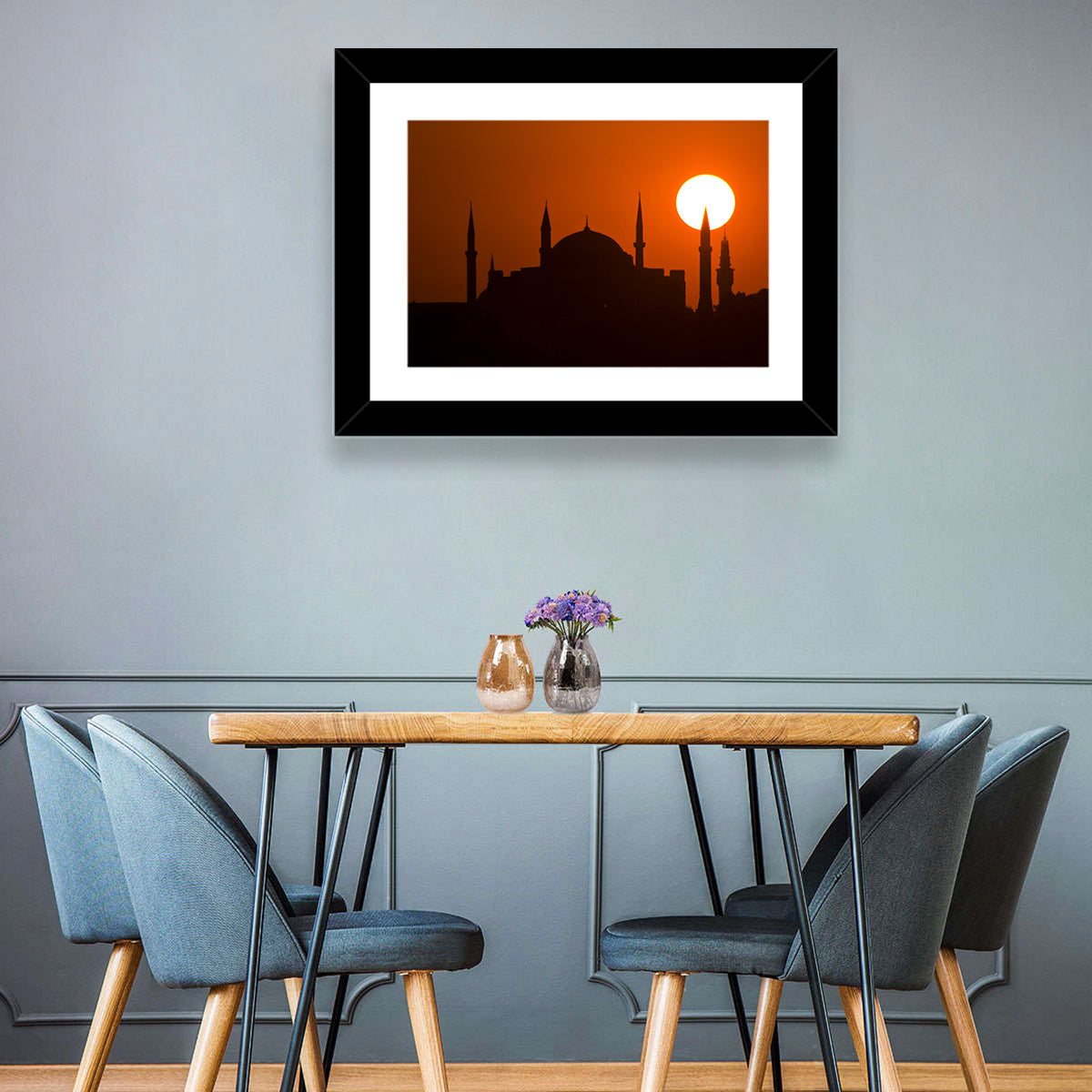 Hagia Sophia Silhouette at Sunset Wall Art in a room, landscape