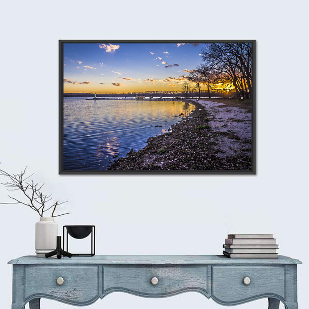 Onondaga Lake Sunset Wall Art in a room, landscape