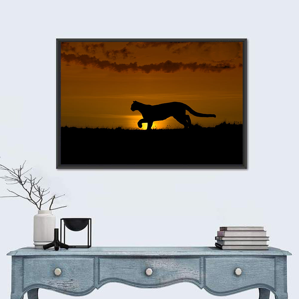 Cougar Silhouette at Sunset Wall Art