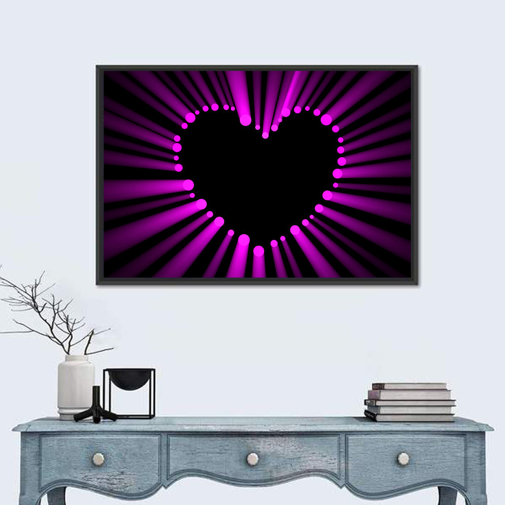 Glowing Heart Wall Art in a room, landscape