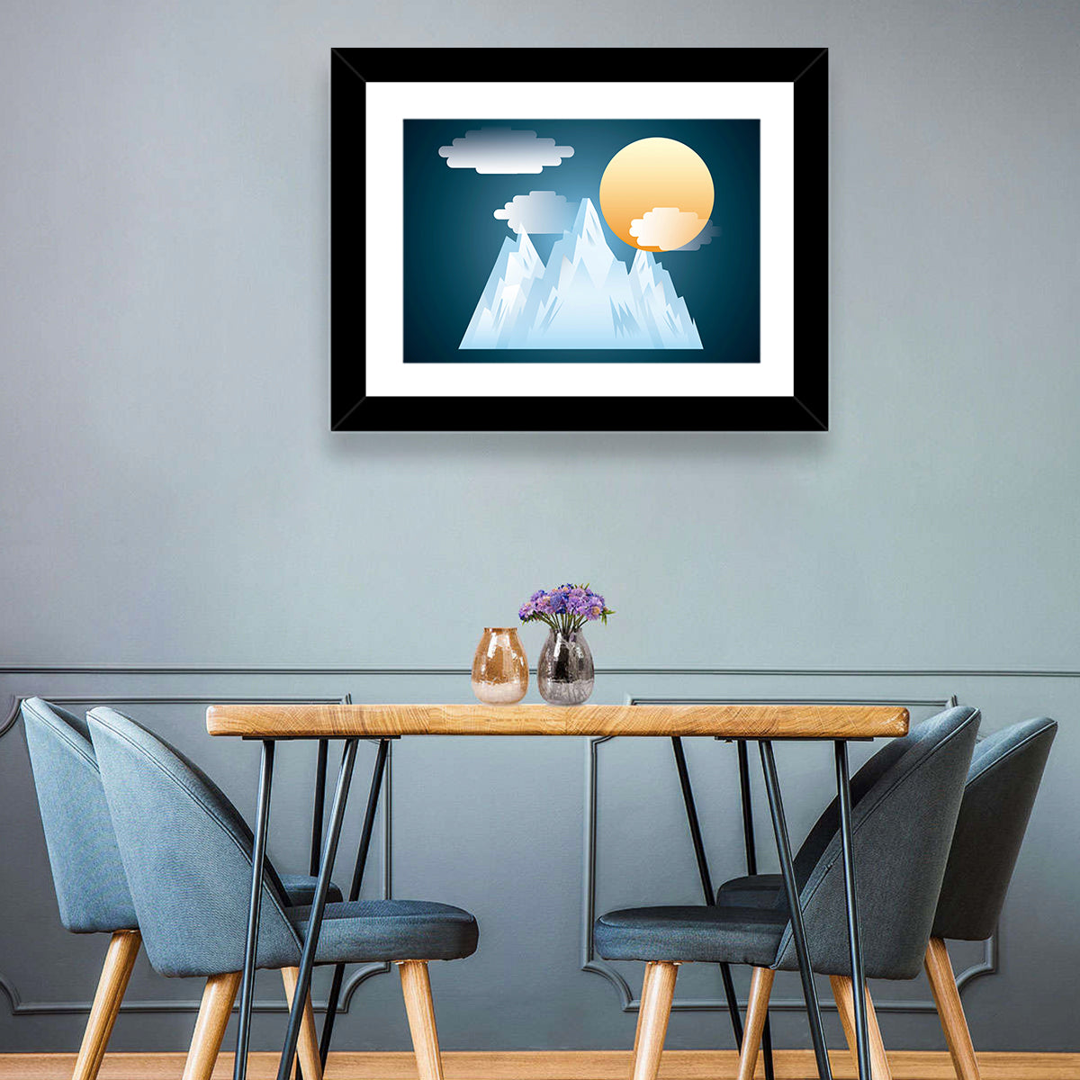 Snowy Mountain Illustration Wall Art