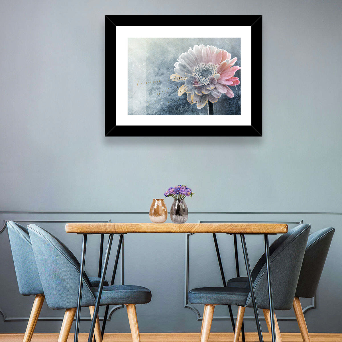 Winter Gerbera with Golden Script Wall Art