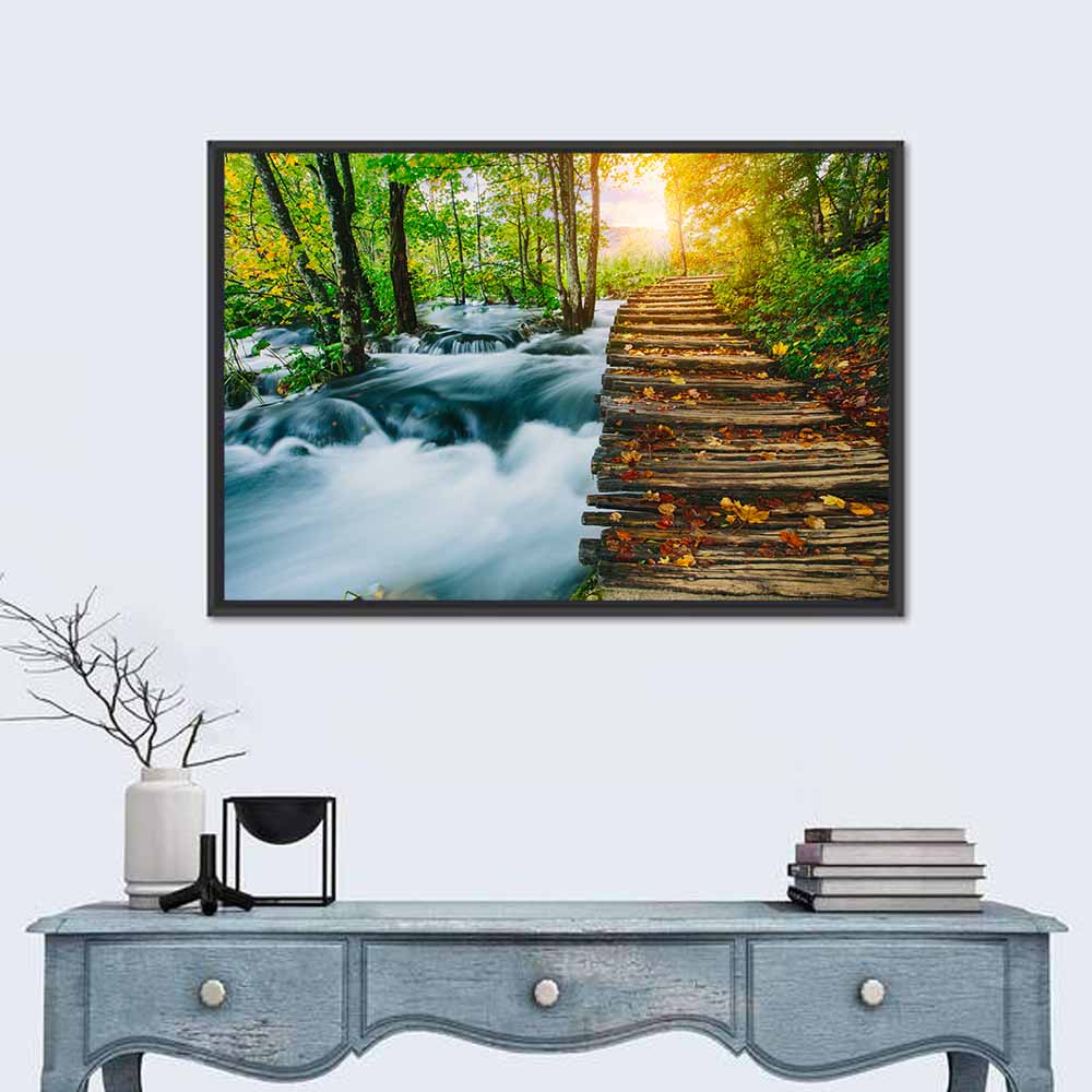 Plitvice Lakes Autumn Walkway Wall Art