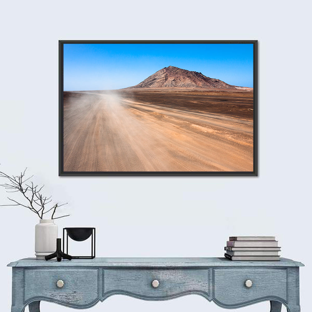 Cabo Verde Crater Road Wall Art in a room, landscape