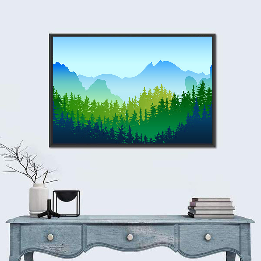 Layered Pine Forest Wall Art