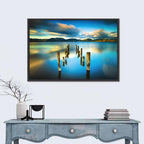 Golden Hour Pier on Lake Wall Art