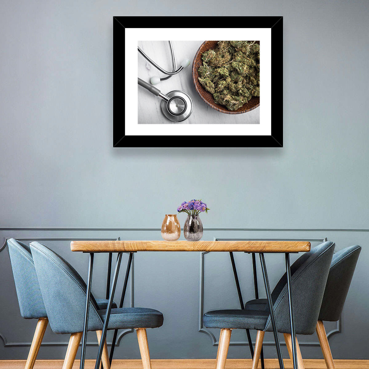 Stethoscope and Medical Cannabis Still Life Wall Art